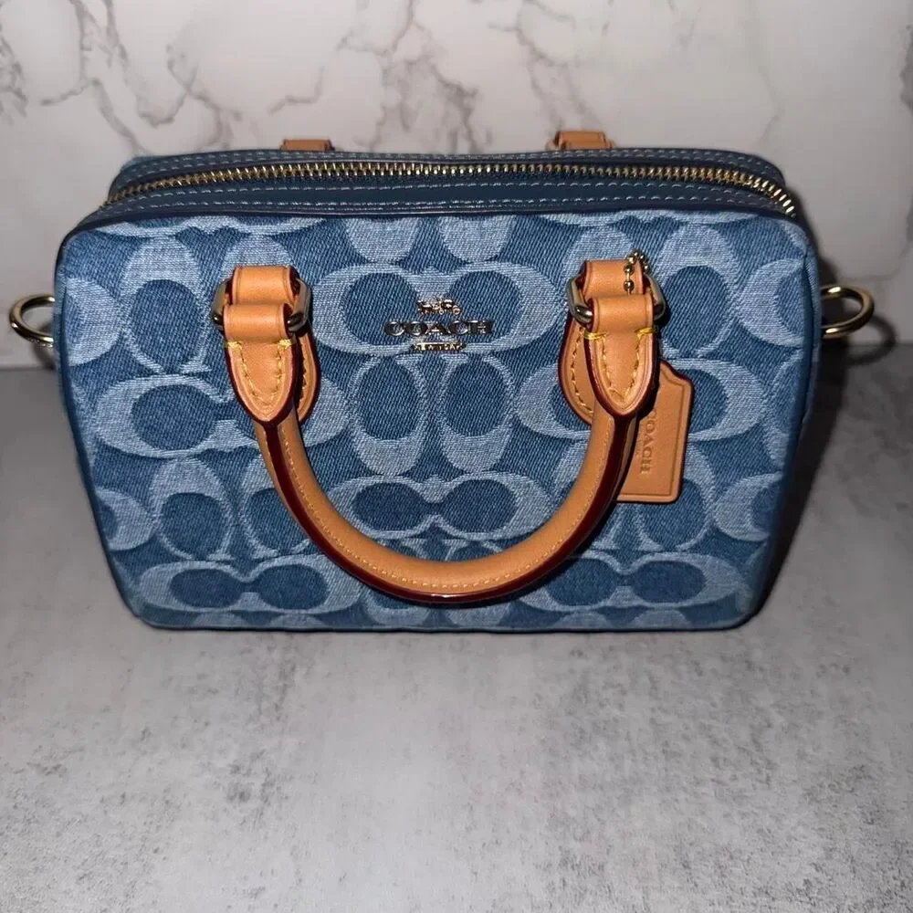 Coach Denim Mini Rowan Crossbody Bag - Picture 8 of 9